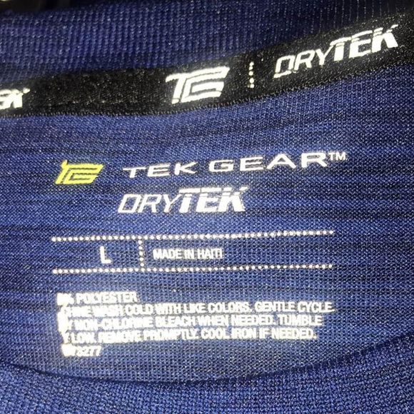 Men’s size Large L Blue Drytek Tek Gear Shirt 100% Polyester - Picture 3 of 3